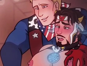 Iron man x Captain america - steve x tony gay milking masturbation cow yaoi hentai