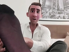STEP GAY DAD - BLACK SHEER SOCKS WHITE COCK! - COME WORSHIP MY FEET WATCH ME EDGE MY HARD WHITE COCK AND LET'S CUM TOGETHER