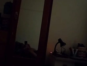 Vaibhav Lifts Up His Dick On His Bed In Front Of The Mirror In The Darkness Of His Bedroom