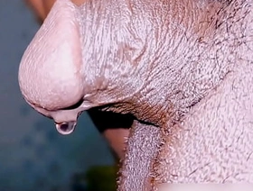 Shemale anal fuck with huge dildo while cock locked in chastity cage and pissing