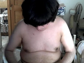Naked chubby otaku masturbates until cum
