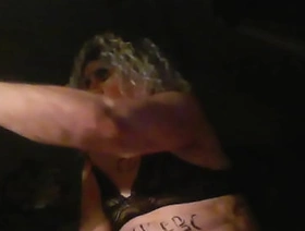 Tranny slag Sarah Millward's ultimate degradation, smokes,  fucks her sissy cunt, drinks own piss, wet and messy humiliation