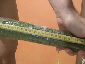 33 centimeters of long cucumber all up for my super hungry ass