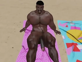 huge big dicked black bull at beach