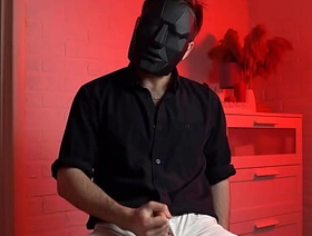 Masked handsome man Noel Dero watches kinky porn and jerks off. Loud moans and orgasm of a young guy