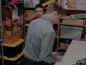 Blindfolded twink thief mouthfucked by kinky policeman