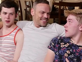 FamilyDaddy - Skinny Teen Stepson Shares Hot Boyfriend With Stepdad Threesome - Trent Summers, Dakota Lovell, Zacc Andrews